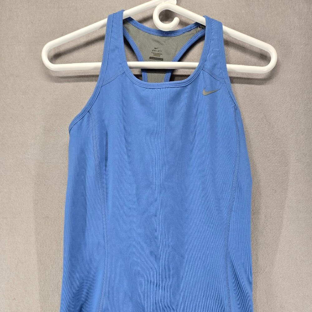 Nike Dri-Fit Racerback Running Tank w/Built in Bra, Cornflower Blue, Large